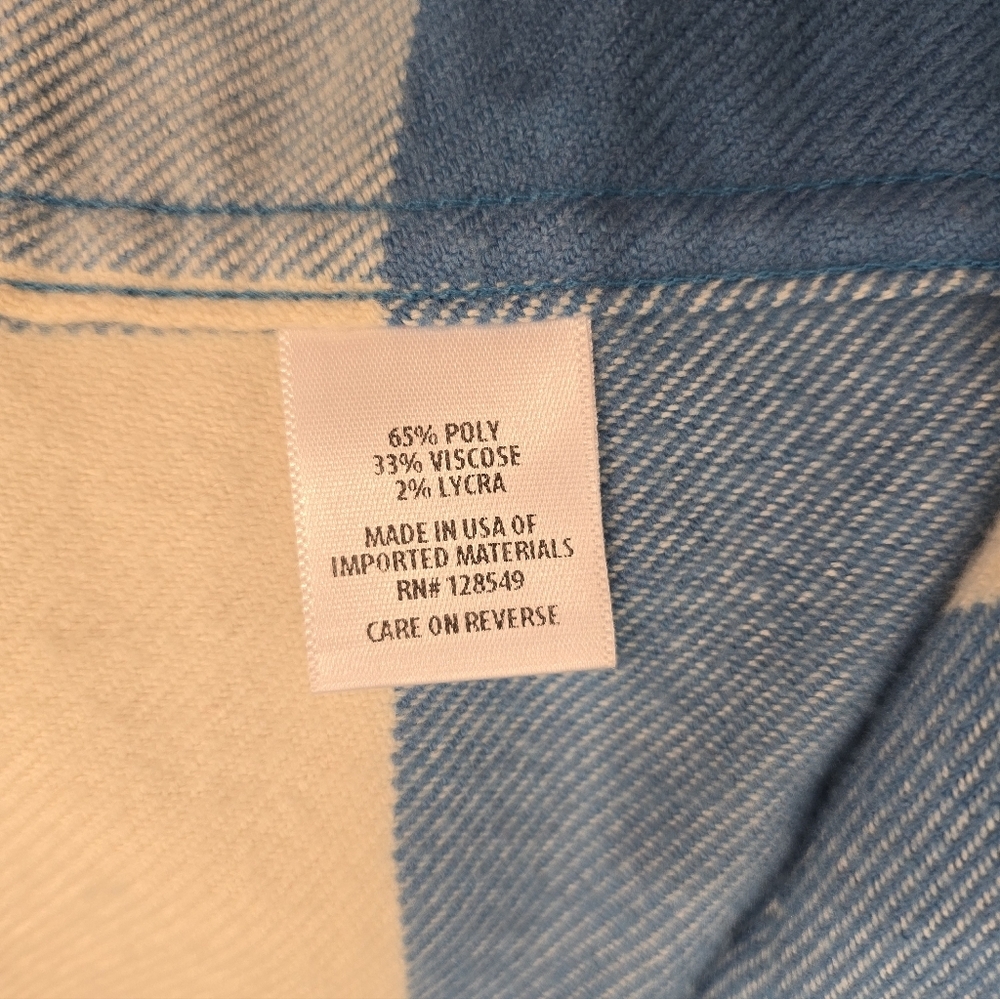 Aviator Nation Blue and White Plaid Flannel Button Down Shirt M - Picture 7 of 7